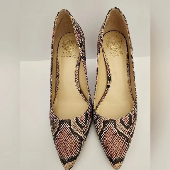 Vince Camuto Women Pointed Toe Slip On Snake Embossed Leather High Heels, sz 8.5 - Picture 2 of 16